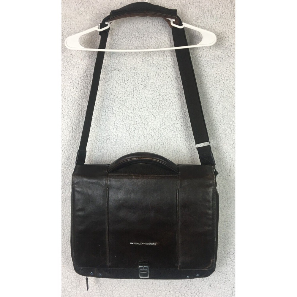 PIQUADRO Leather Brown Briefcase LK 207163 Laptop Messenger‎ Multi-Pocket Orange